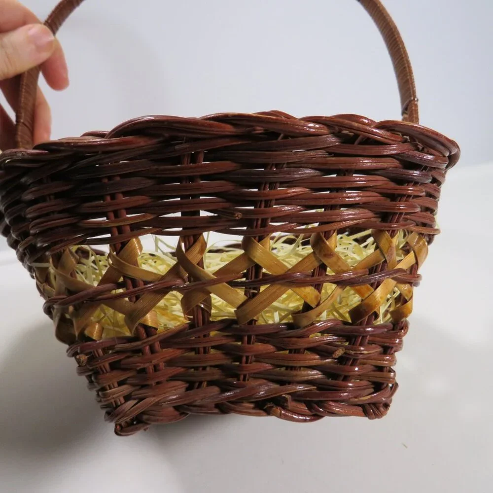 dark brown cane wicker basket Two Tone spring Easter Basket